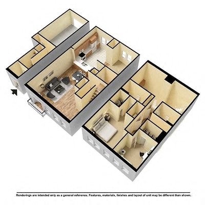 Floor plan for 2 beds, 2.5 baths, 2136 sqft